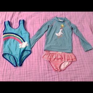 Mini Boden set of two (2) swimsuit rashguard 2y-3y